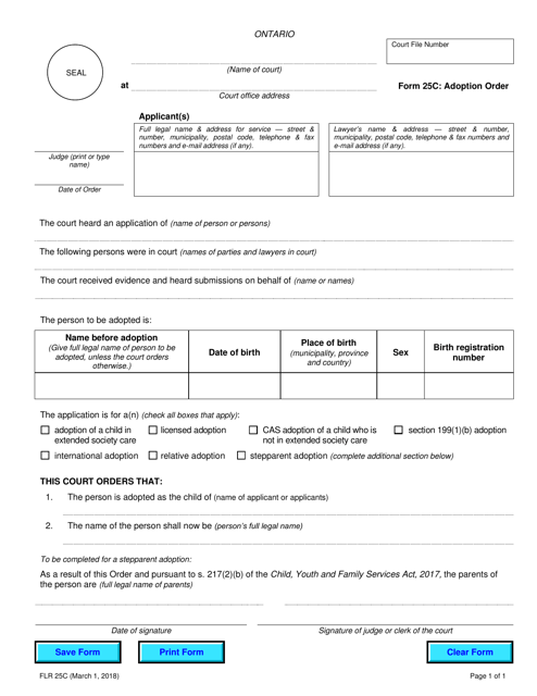 Form 25C Adoption Order - Ontario, Canada