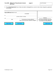 Form 26B Affidavit for Filing Domestic Contract With Court - Ontario, Canada, Page 2