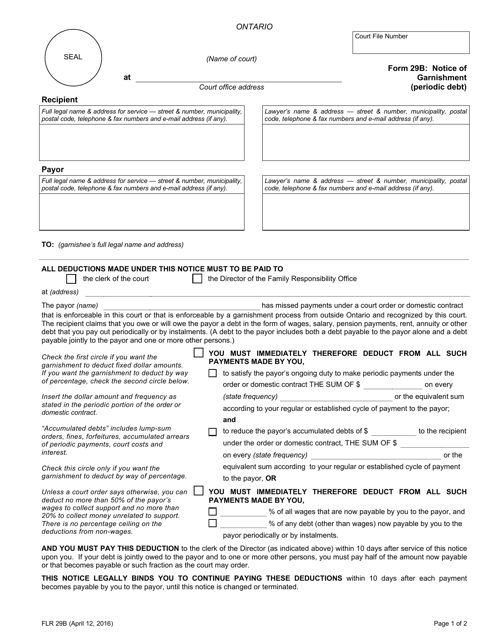 Form 29B  Printable Pdf