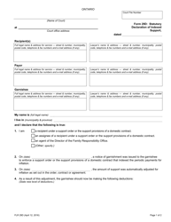 Form 29D Statutory Declaration of Indexed Support - Ontario, Canada