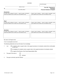 Document preview: Form 29J Statement to Garnishee Financial Institution Re Support - Ontario, Canada