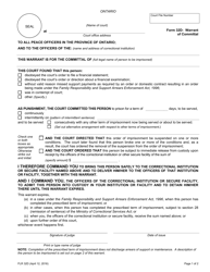 Document preview: Form 32D Warrant of Committal - Ontario, Canada