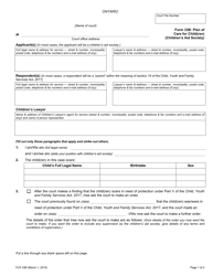 Form 33B Plan of Care for Child(Ren) (Children&#039;s Aid Society) - Ontario, Canada