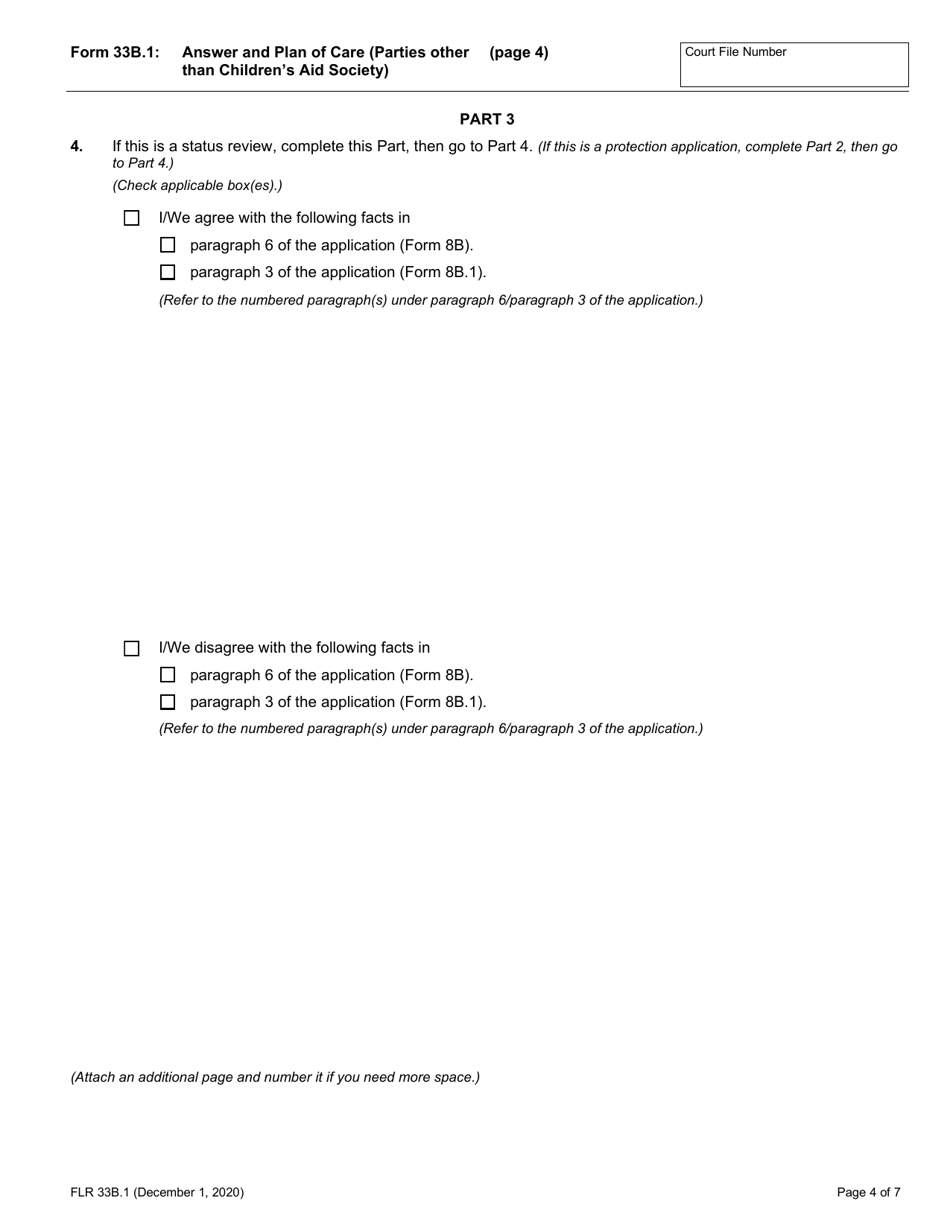Form 33B.1 Answer and Plan of Care (Parties Other Than Childrens Aid Society) - Ontario, Canada, Page 4