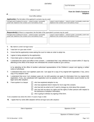 Form 34 &quot;Child's Consent to Adoption&quot; - Ontario, Canada