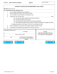 Form 34 Child&#039;s Consent to Adoption - Ontario, Canada, Page 2
