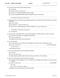 Form 34A Affidavit of Parentage - Ontario, Canada, Page 2