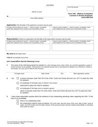 Document preview: Form 34G Affidavit of Adoption Licensee or Society Employee - Ontario, Canada