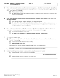 Form 34G Affidavit of Adoption Licensee or Society Employee - Ontario, Canada, Page 2