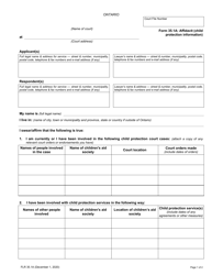 Document preview: Form 35.1A Affidavit (Child Protection Information) - Ontario, Canada