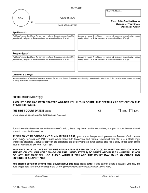 Form 34N  Printable Pdf