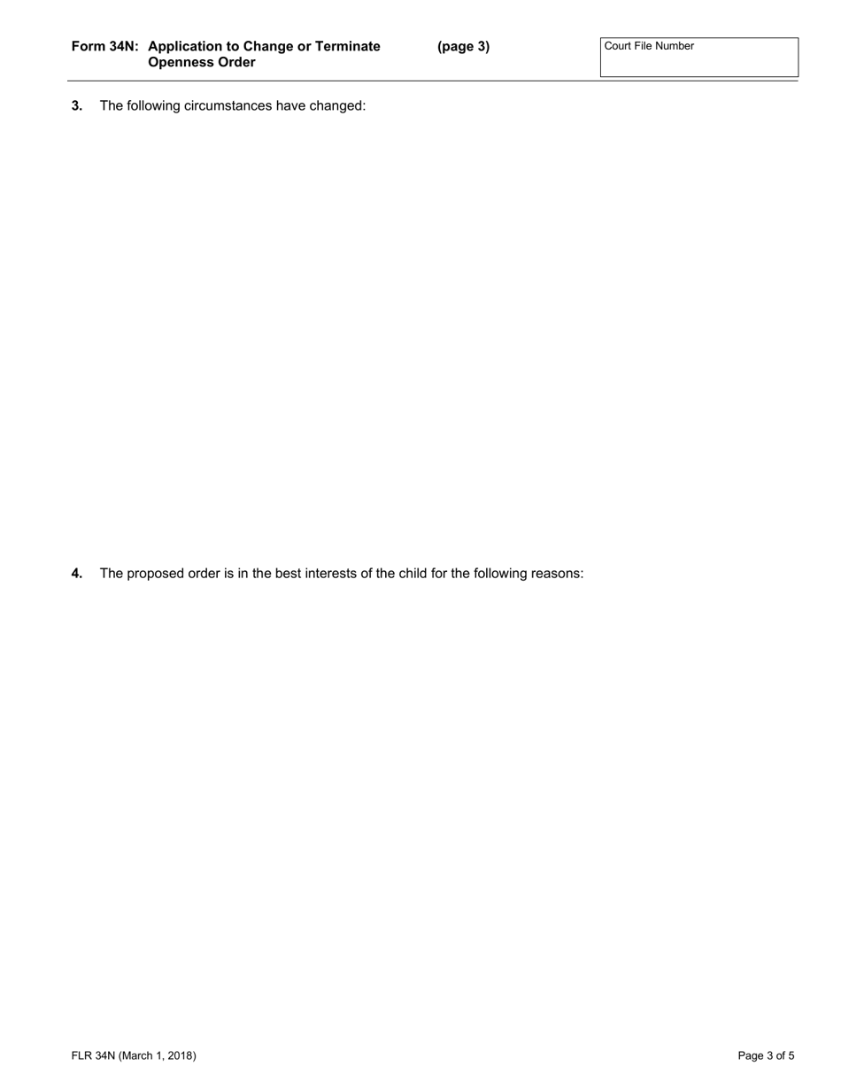 Form 34N Application to Change or Terminate Openness Order - Ontario, Canada, Page 3