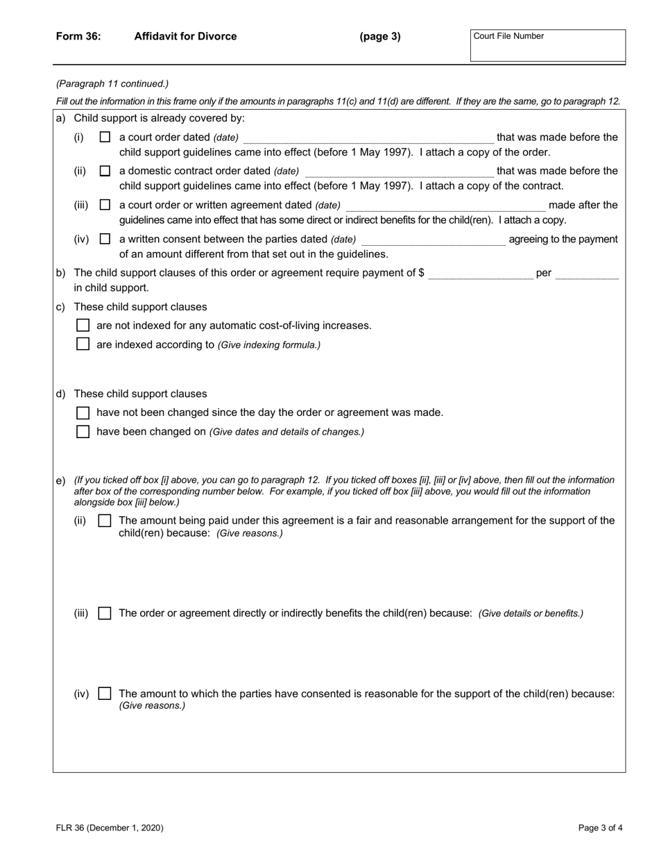 Form 36 Download Fillable Pdf Or Fill Online Affidavit For Divorce Ontario Canada Templateroller 7526