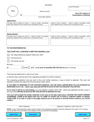 Document preview: Form 37C Notice of Continuation of Hearing - Ontario, Canada