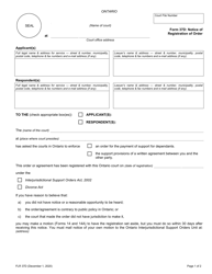 Document preview: Form 37D Notice of Registration of Order - Ontario, Canada
