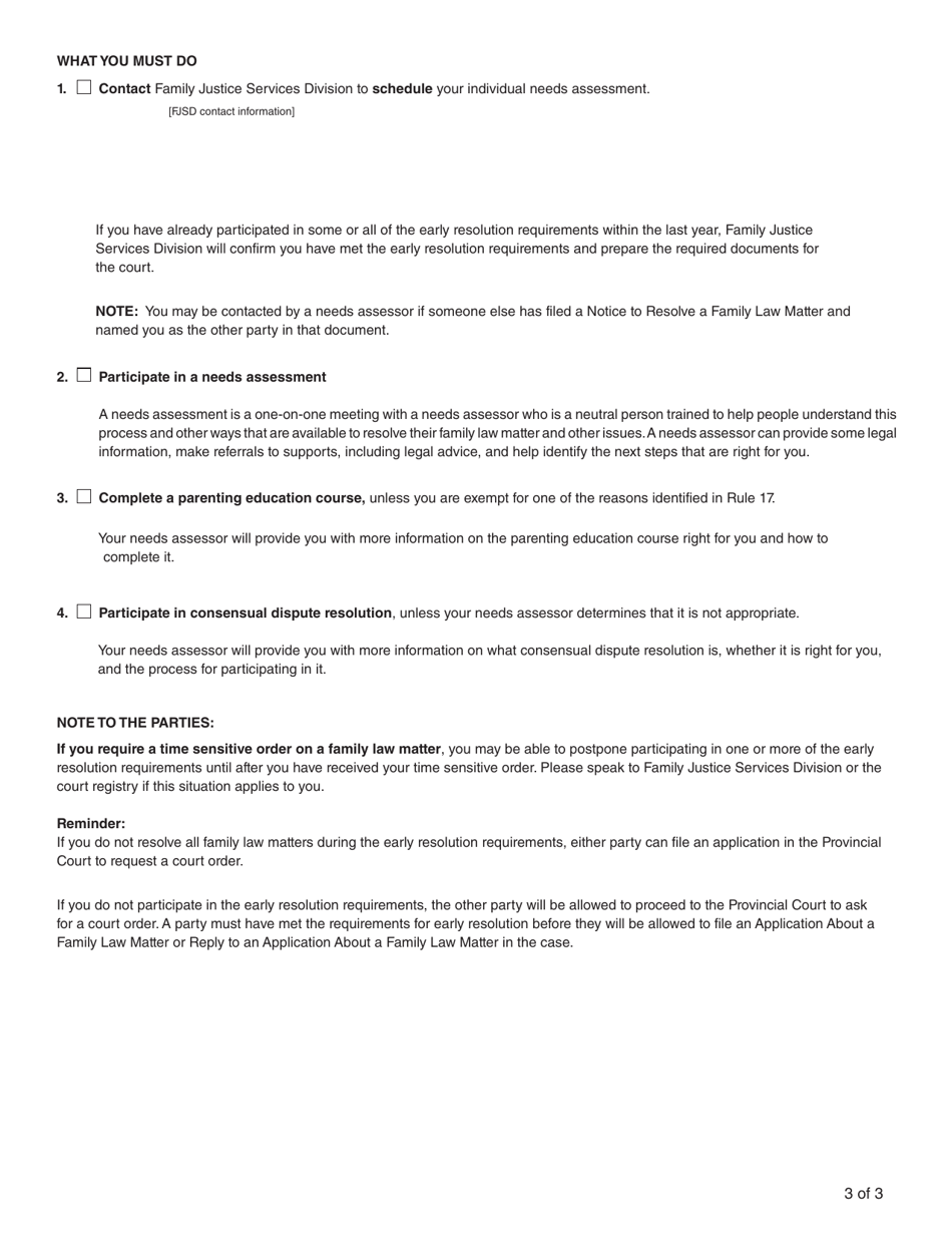 Form 1 (PFA710) Notice to Resolve a Family Law Matter - British Columbia, Canada, Page 7