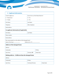 Disaster Assistance - Registration Form for Residents - Northwest Territories, Canada, Page 2