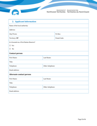 Disaster Assistance - Registration Form for Local Authorities - Northwest Territories, Canada, Page 2