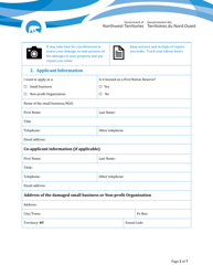 Disaster Assistance - Registration Form for Small Businesses &amp; Non-profit Organizations - Northwest Territories, Canada, Page 2