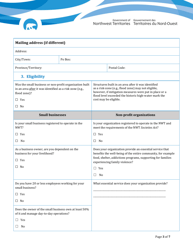 Disaster Assistance - Registration Form for Small Businesses &amp; Non-profit Organizations - Northwest Territories, Canada, Page 3