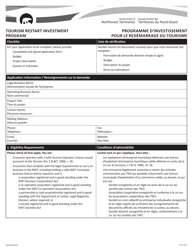 Form NWT9252 Tourism Restart Investment Program Application - Northwest Territories, Canada (English/French)