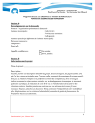 Document preview: Formulaire De Demande De Financement - Programme D'acces Aux Collectivites - Northwest Territories, Canada (French)