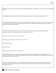Forme F-0064-2 Volet 2, 3 Formulaire De Demande D&#039;aide Financiere - Appel De Projets D&#039;innovation En Intelligence Artificielle - Quebec, Canada (French), Page 3