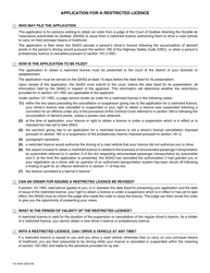 Form SJ-604A Application for a Restricted Licence - Quebec, Canada, Page 2