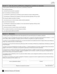 Forme F0086-1 Volet 1, 2 Formulaire D&#039;admissibilite - Entreprises - Programme D&#039;appui Au Positionnement DES Alcools (Papaq) - Quebec, Canada (French), Page 4