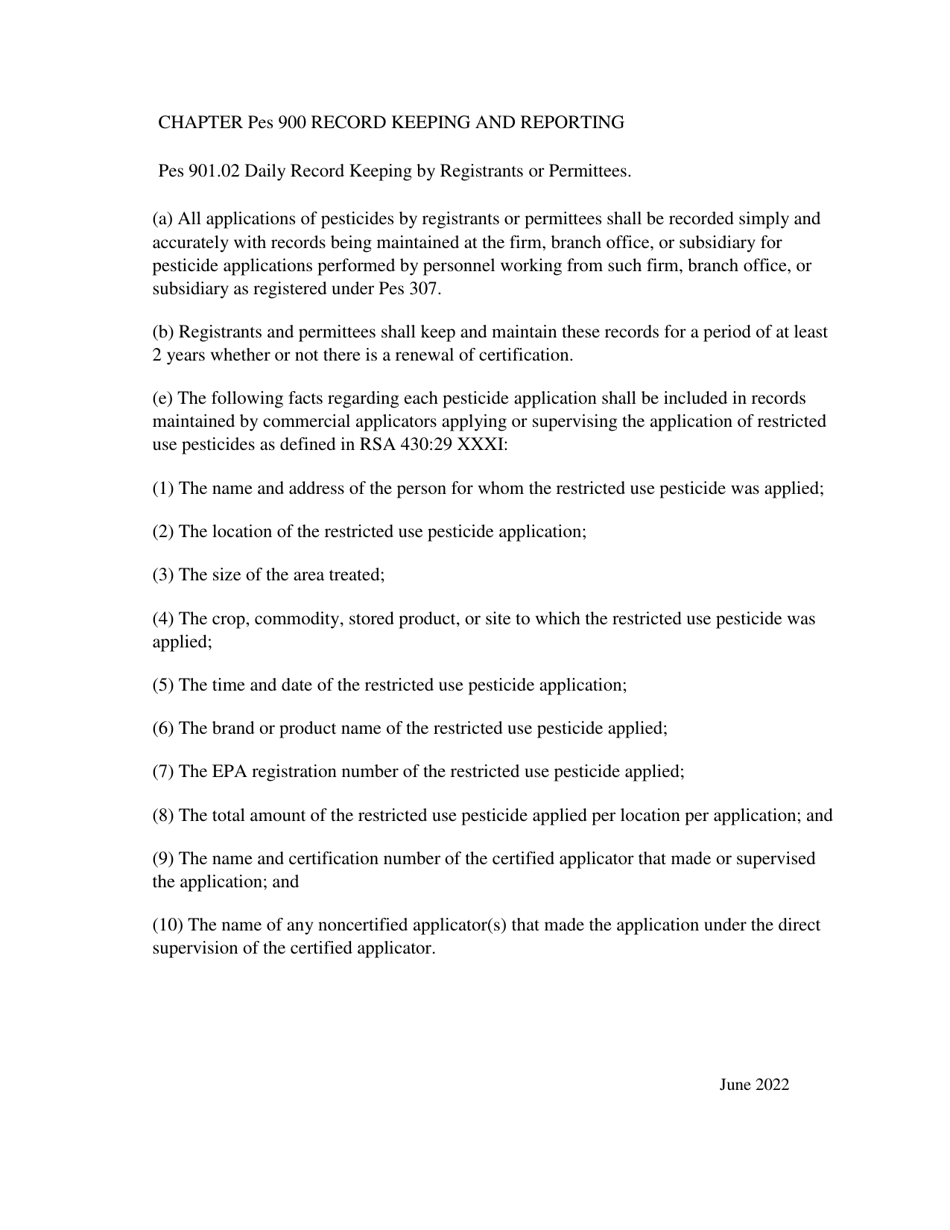 Daily Use Record of Restricted Use Pesticides (Rup) - New Hampshire, Page 2