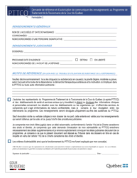 Document preview: Formulaires De La Programme De Traitement De La Toxicomanie De La Cour Du Quebec (Pttcq) - Quebec, Canada (French)
