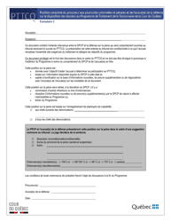 Formulaires De La Programme De Traitement De La Toxicomanie De La Cour Du Quebec (Pttcq) - Quebec, Canada (French), Page 3