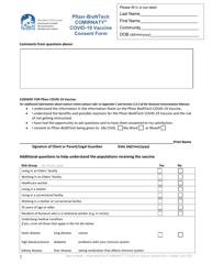 Pfizer-Biontech Comirnaty Covid-19 Vaccine Consent Form - Nunavut, Canada, Page 2