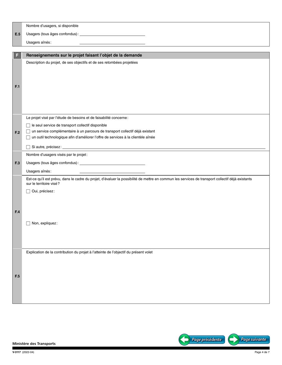 Forme V-3117 Volet 1 - Realisation Dune Etude De Besoins Et De Faisabilite - Quebec, Canada (French), Page 4