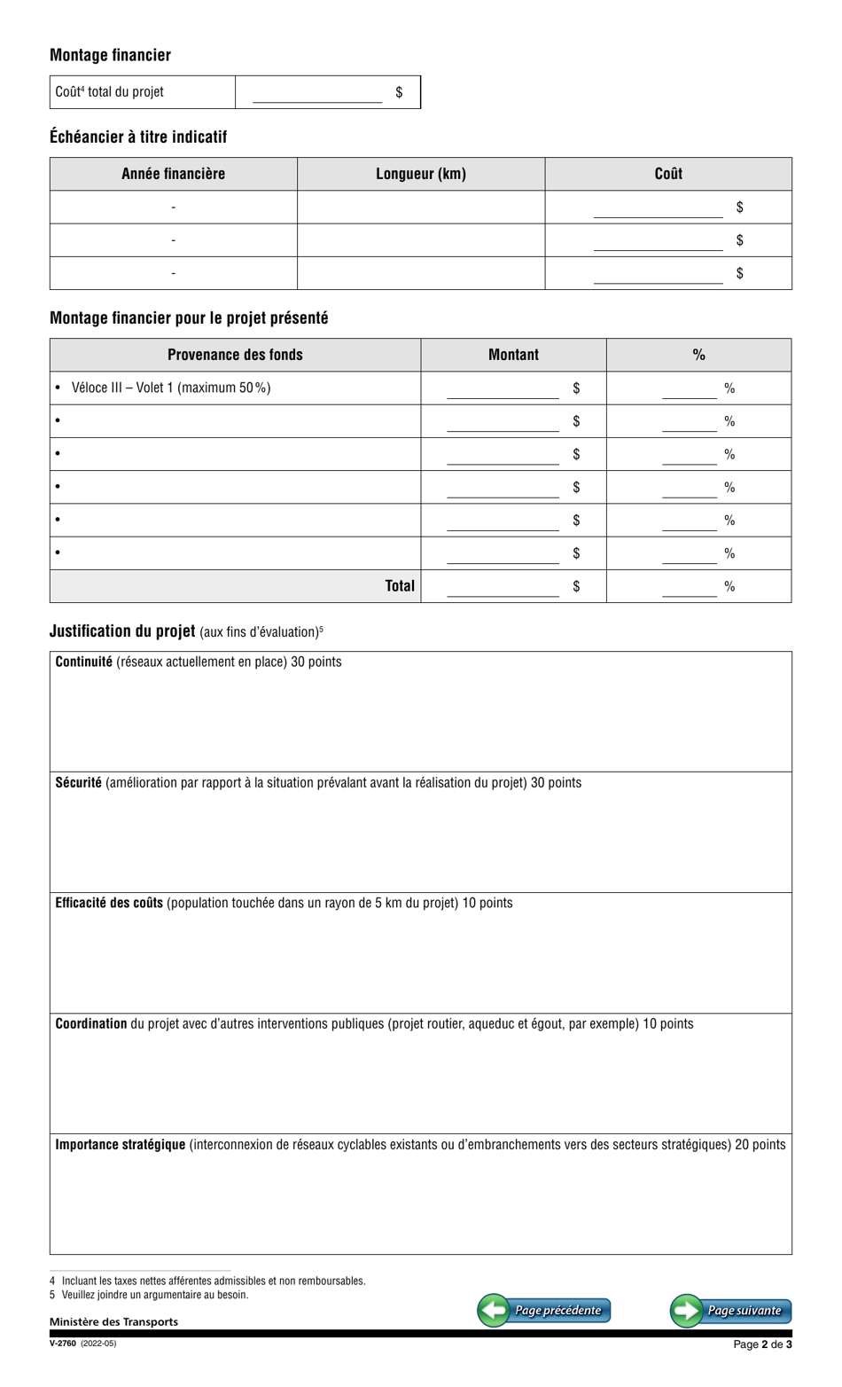 Forme V-2760 Volet 1: Developpement De La Route Verte Et De Ses Embranchements - Quebec, Canada (French), Page 2