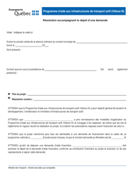 Document preview: Resolution Accompagnant Le Depot D'une Demande - Quebec, Canada (French)