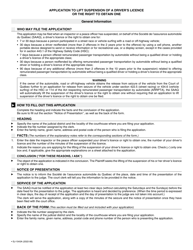 Form SJ-1043A Application to Lift Suspension of a Driver&#039;s Licence or the Right to Obtain One - Quebec, Canada, Page 2