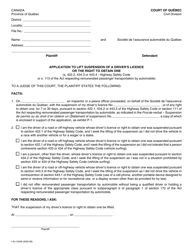 Form SJ-1043A Application to Lift Suspension of a Driver&#039;s Licence or the Right to Obtain One - Quebec, Canada, Page 3