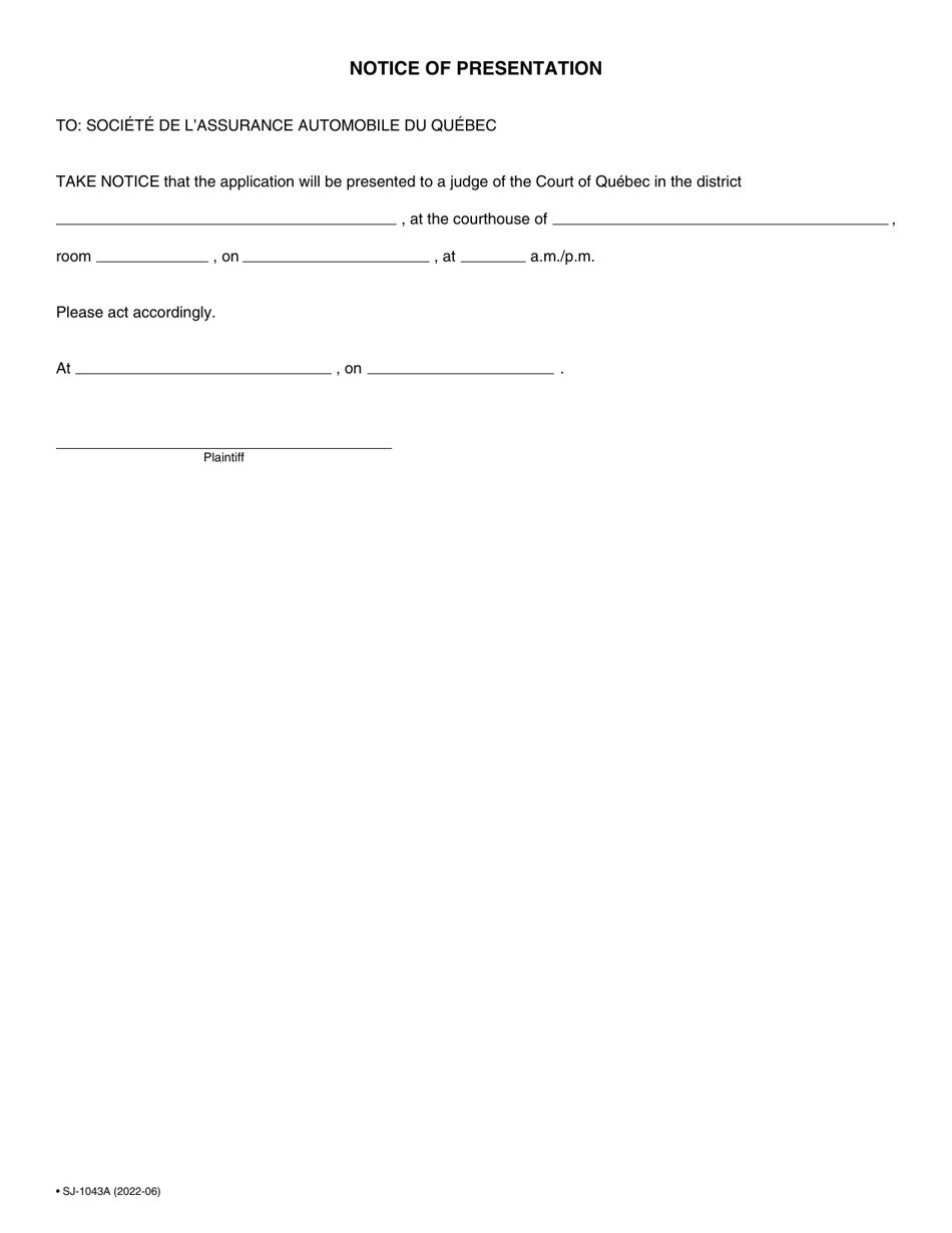 Form SJ-1043A Application to Lift Suspension of a Drivers Licence or the Right to Obtain One - Quebec, Canada, Page 4