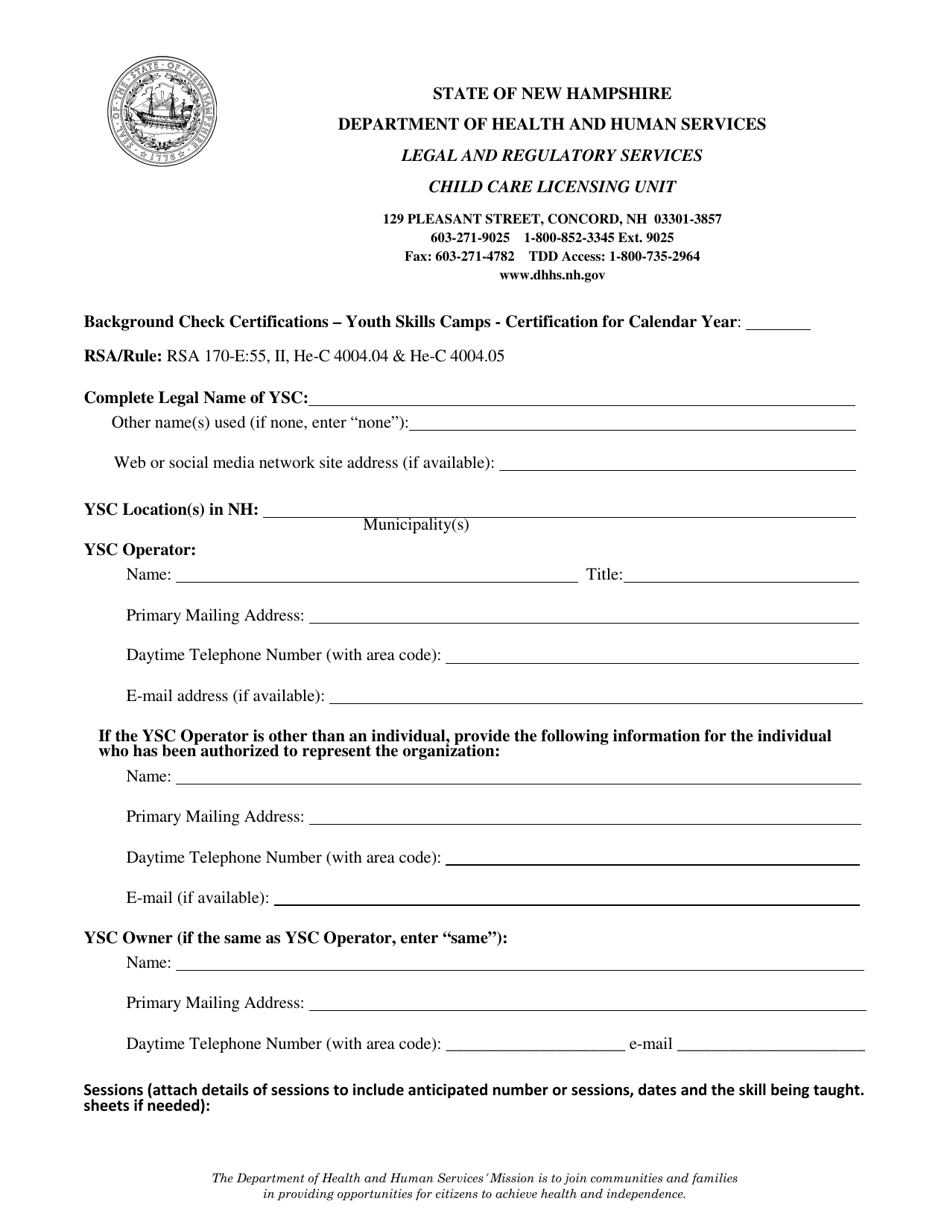 Child Care Licensing Unit - New Hampshire, Page 1