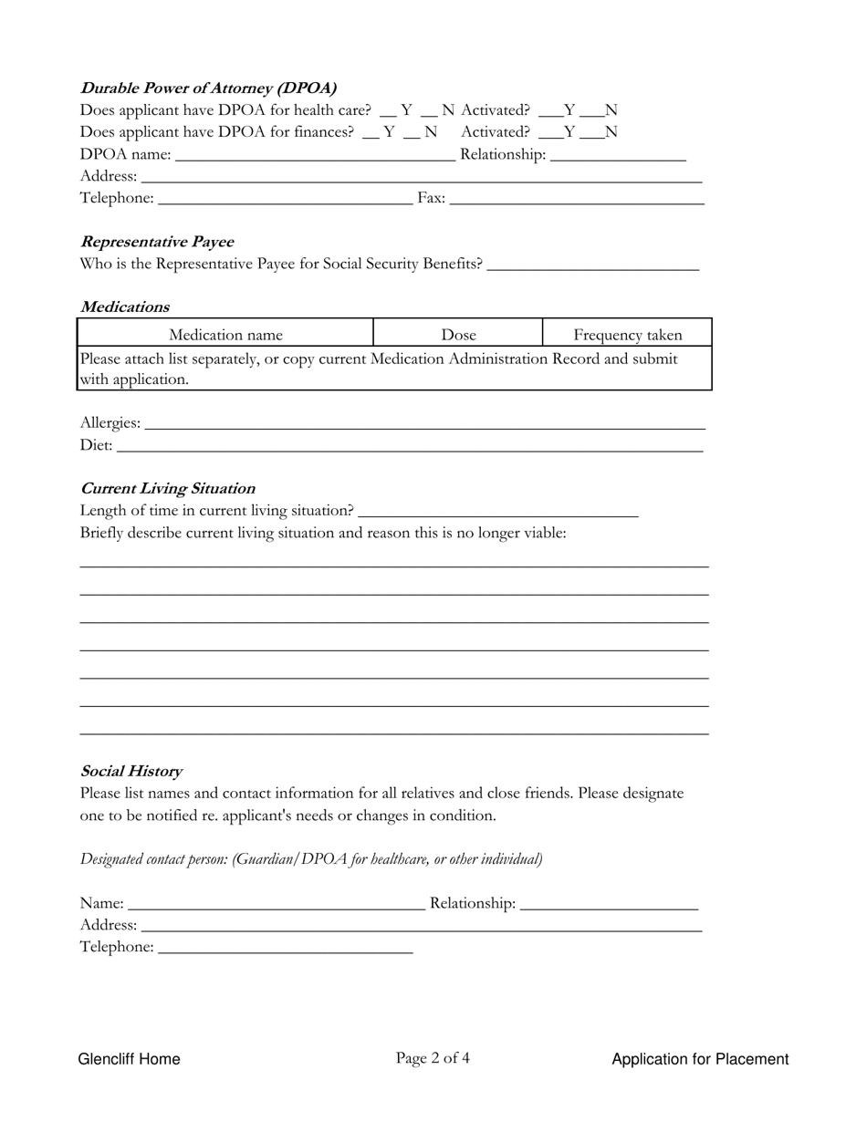 Application for Placement - New Hampshire, Page 2