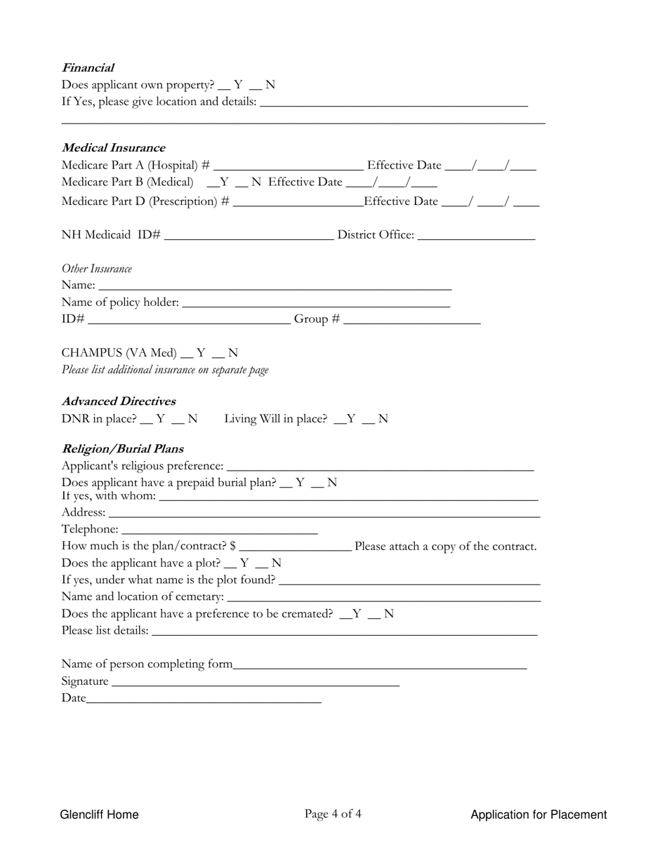Application for Placement - New Hampshire, Page 4