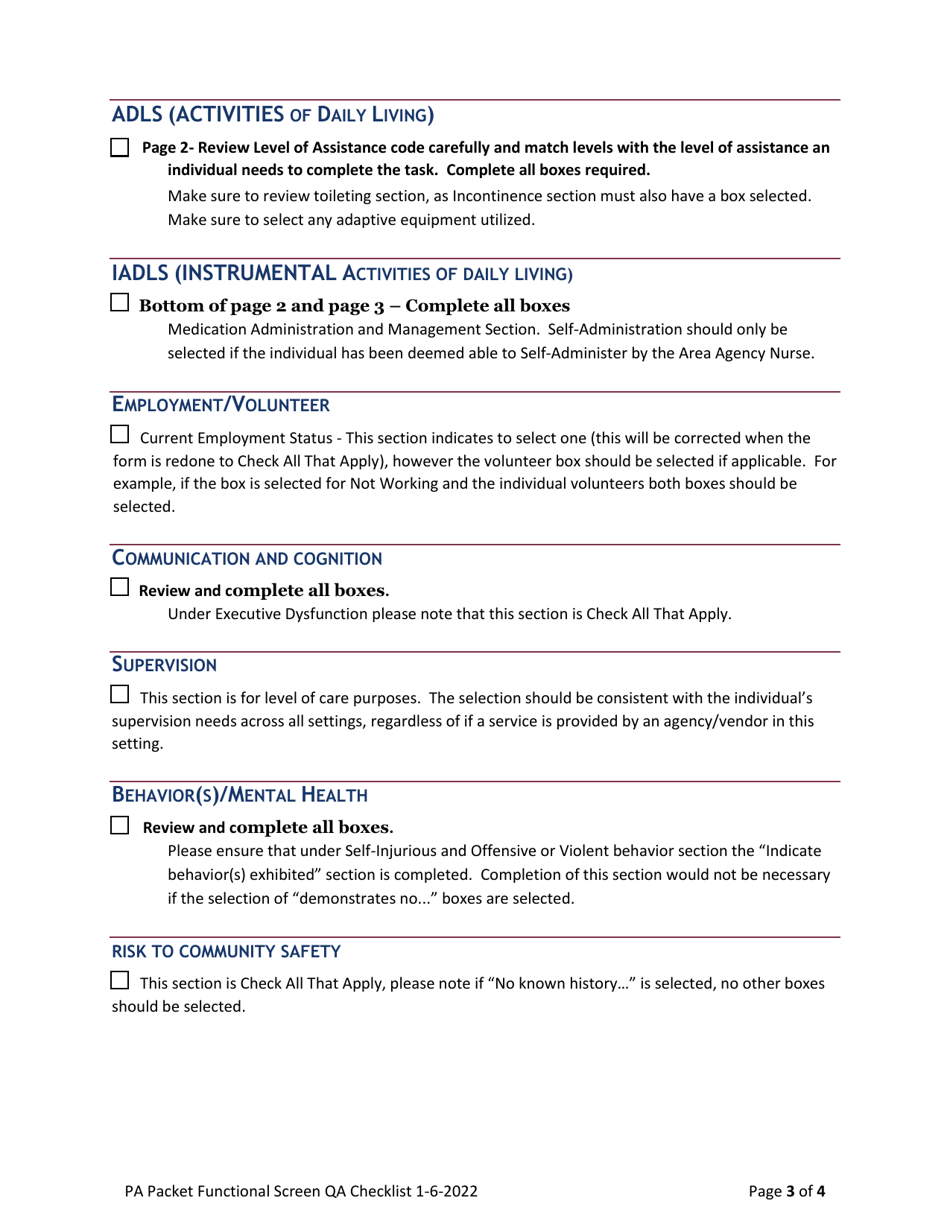 Pa Packet-Functional Screen Qa Checklist - New Hampshire, Page 3