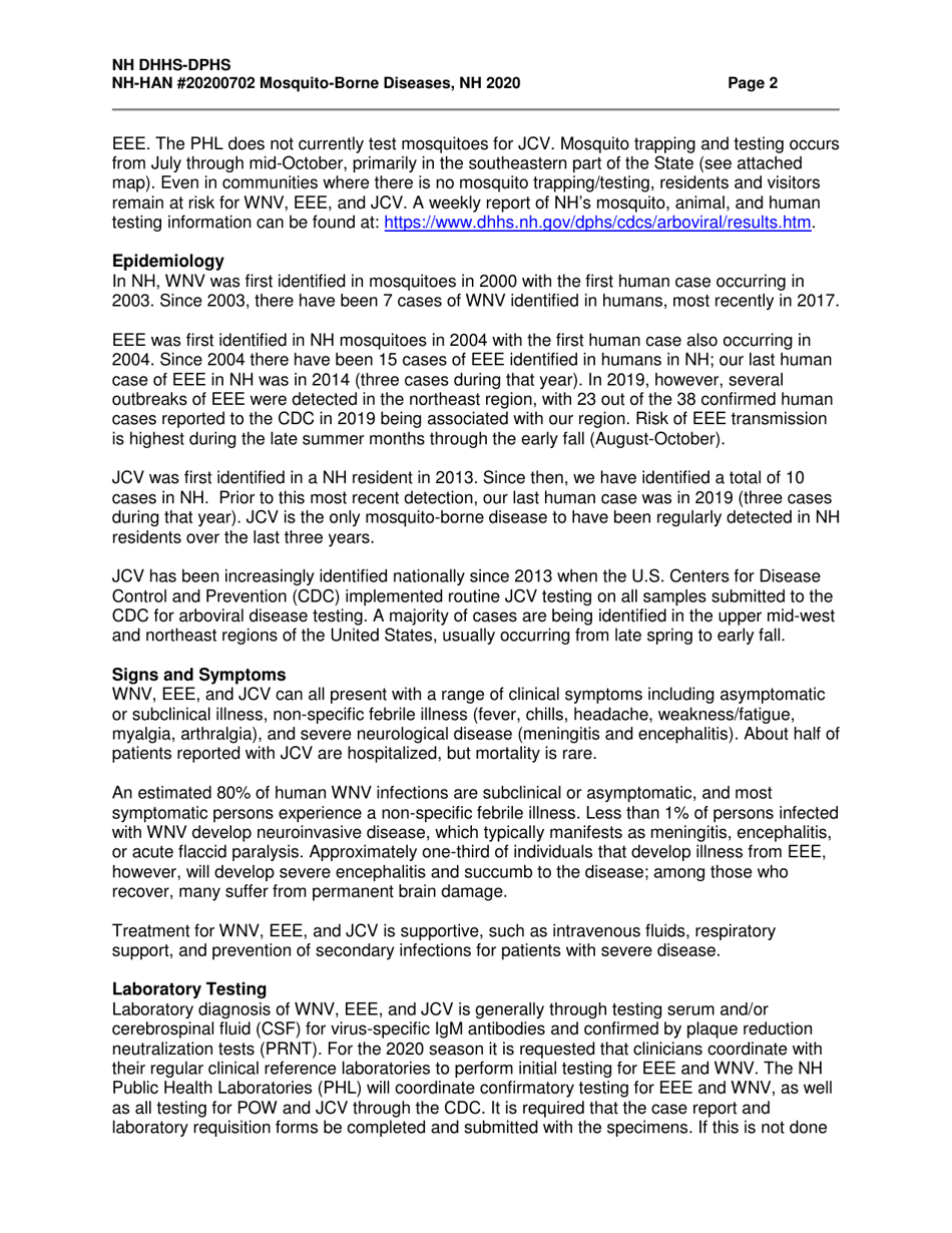 New Hampshire Case Report - Arboviral Infection Encephalitis / Meningitis - New Hampshire, Page 2