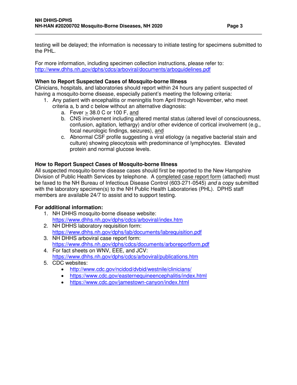 New Hampshire Case Report - Arboviral Infection Encephalitis / Meningitis - New Hampshire, Page 3