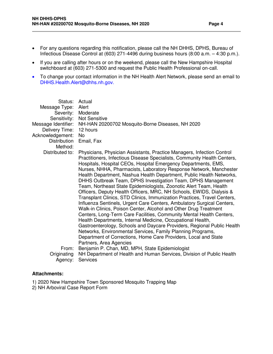 New Hampshire Case Report - Arboviral Infection Encephalitis / Meningitis - New Hampshire, Page 4