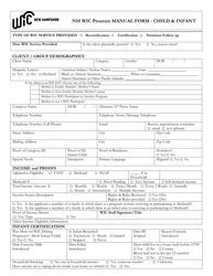 Document preview: Nh Wic Program Manual Form - Child & Infant - New Hampshire