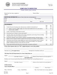 Document preview: Form 1721 Home Health Inspection - Foster Family Care License - New Hampshire