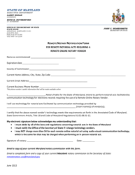 Maryland Remote Notary Notification Form Download Printable PDF ...