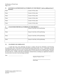 Form NW-1 Notification of Work Form - New Hampshire, Page 2